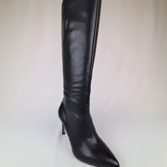 Basic Black Leather Heeled Boots - Picture 6 of 9